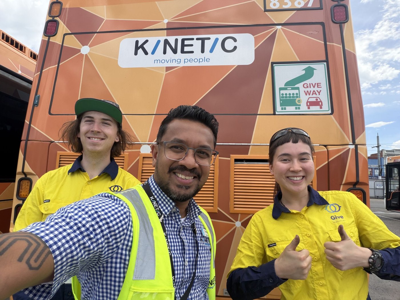 Give Industries electricians and Kinetic team member on site